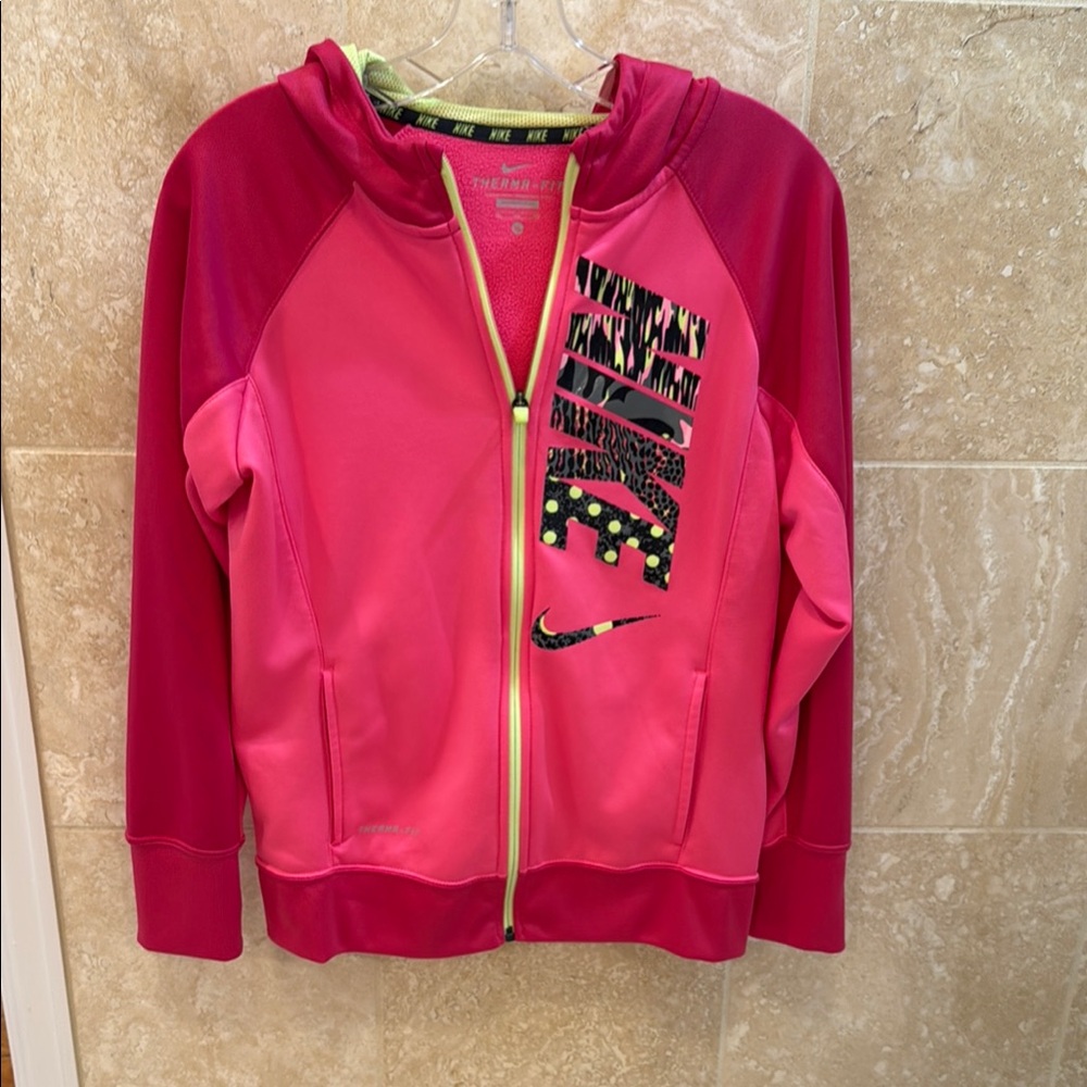 Nike Pink Two-Tone Zip-Up Hoodie Sweatshirt
